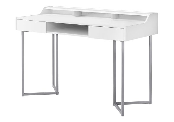 COMPUTER DESK - 48"L / WHITE / SILVER METAL