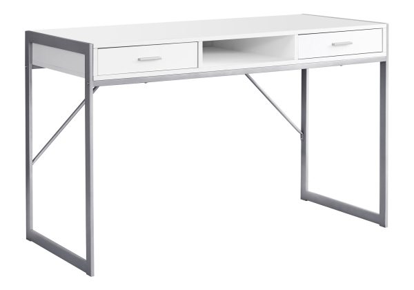 COMPUTER DESK - 48"L / WHITE / SILVER METAL