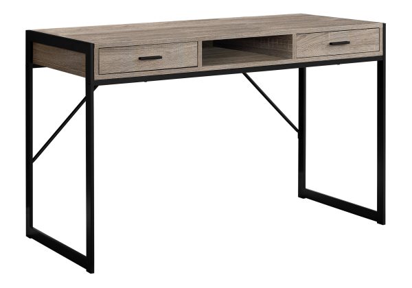 COMPUTER DESK - 48"L / DARK TAUPE / BLACK METAL