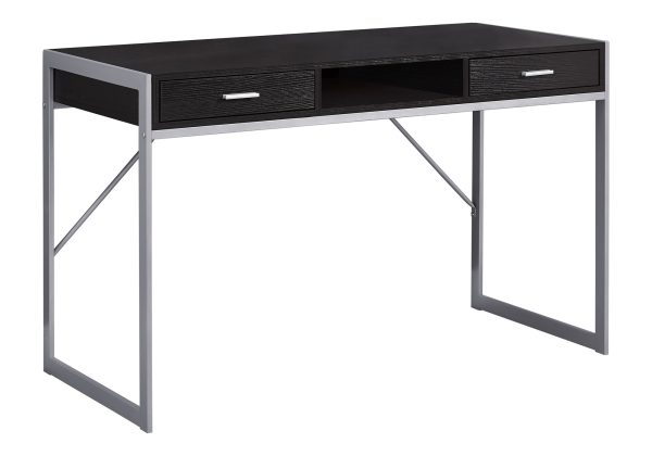 COMPUTER DESK - 48"L / ESPRESSO / SILVER METAL