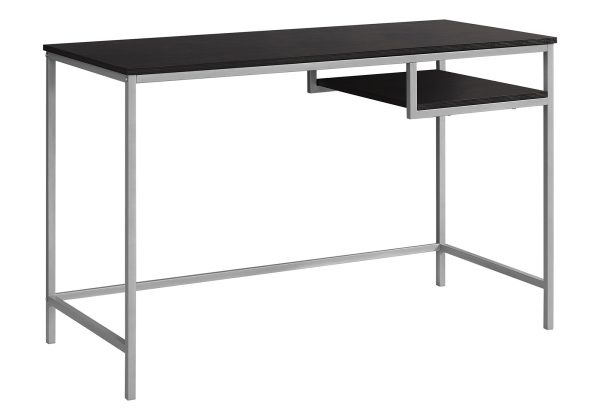 COMPUTER DESK - 48"L / ESPRESSO / SILVER METAL