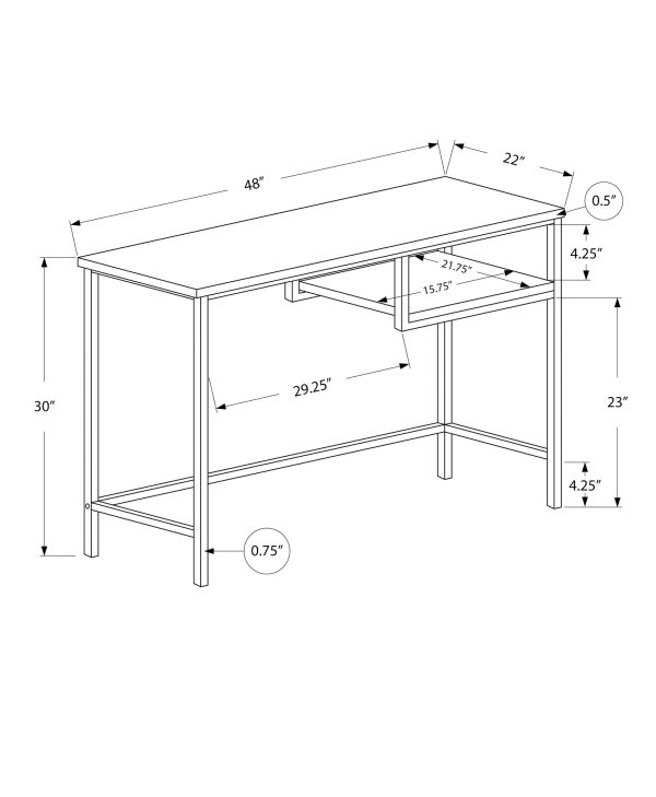 COMPUTER DESK - 48"L / DARK TAUPE / BLACK METAL