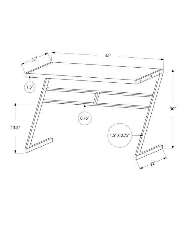 COMPUTER DESK - 48"L / WHITE / SILVER METAL