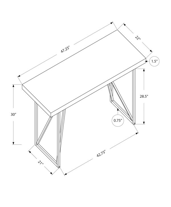 COMPUTER DESK - 48"L / WHITE / SILVER METAL