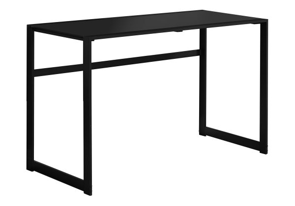 COMPUTER DESK - 48"L / BLACK METAL / BLACK TEMPERED GLASS