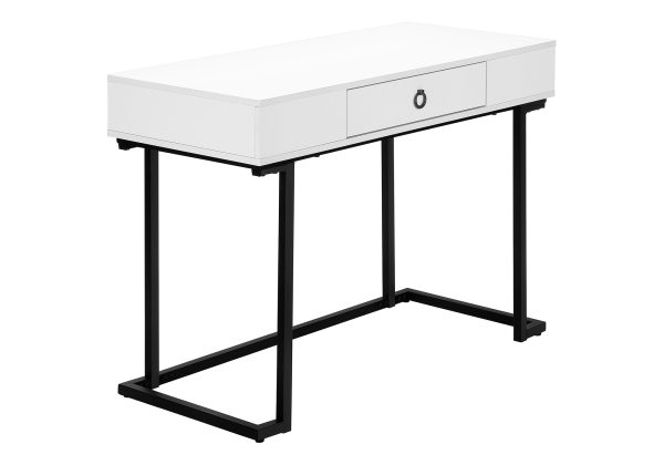 COMPUTER DESK - 42"L / WHITE / BLACK METAL