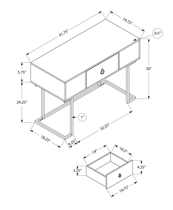 COMPUTER DESK - 42"L / WHITE / BLACK METAL