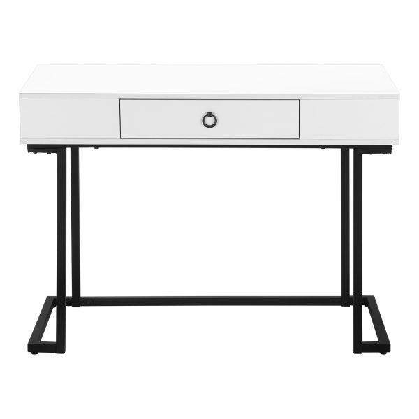COMPUTER DESK - 42"L / WHITE / BLACK METAL