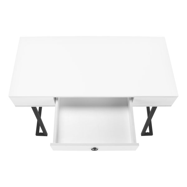 COMPUTER DESK - 42"L / WHITE / BLACK METAL