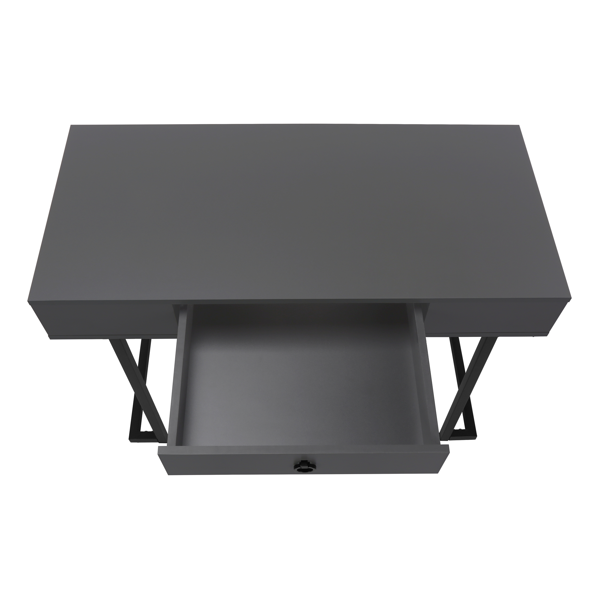COMPUTER DESK - 42"L / MODERN GREY / BLACK METAL