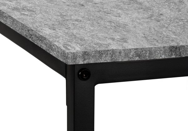 COMPUTER DESK - 58"L/ GREY STONE-LOOK/ BLACK METAL CORNER