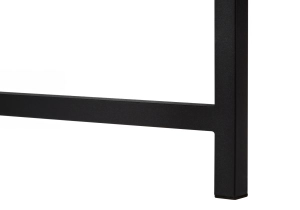 COMPUTER DESK - 58"L/ GREY STONE-LOOK/ BLACK METAL CORNER