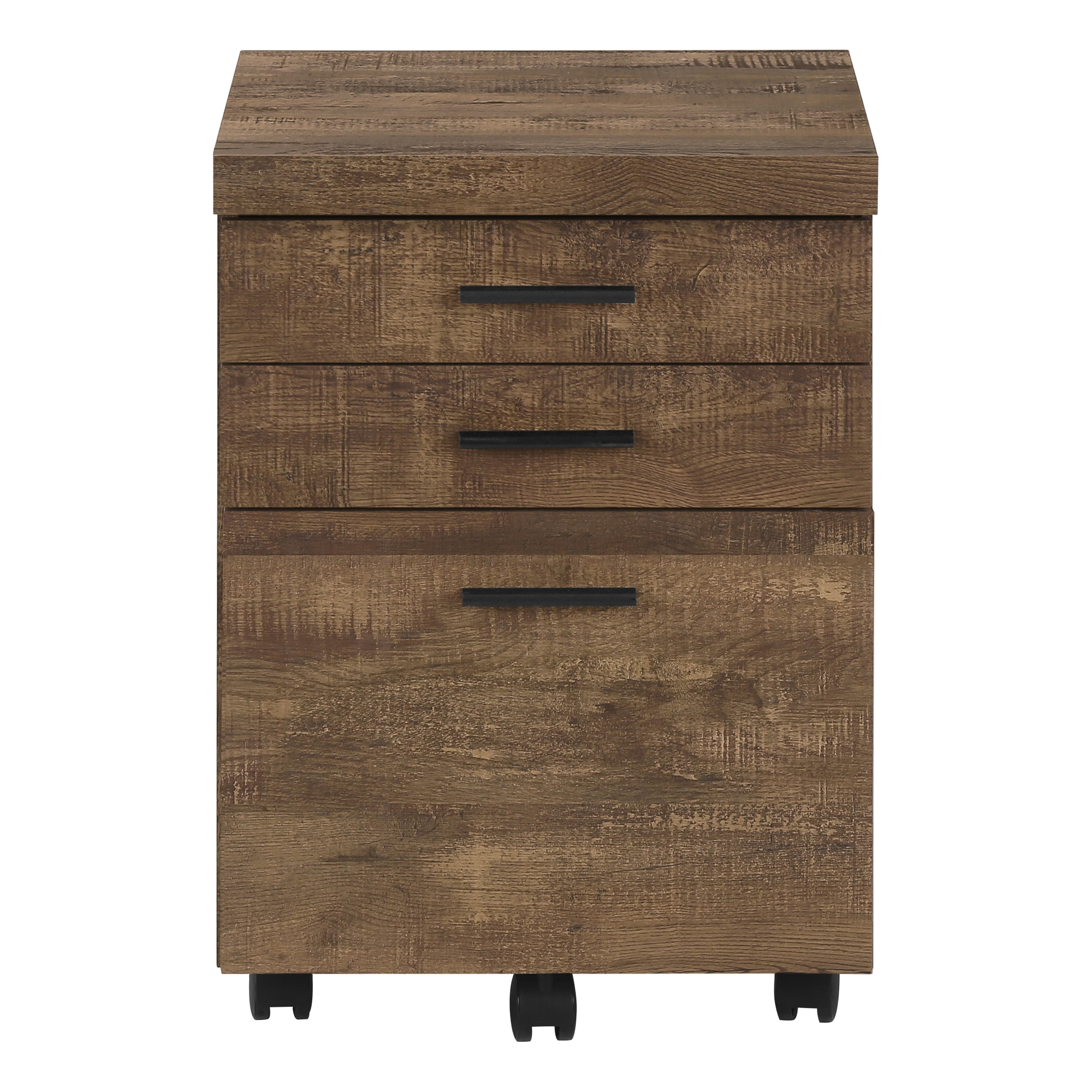 FILING CABINET - 3 DRAWER / BROWN RECLAIMED WOOD/ CASTORS
