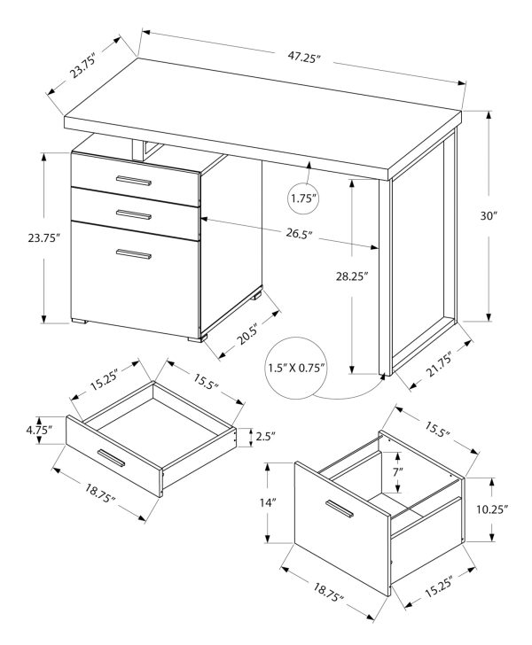 COMPUTER DESK - 48"L / GREY RECLAIMED WOOD / BLACK METAL