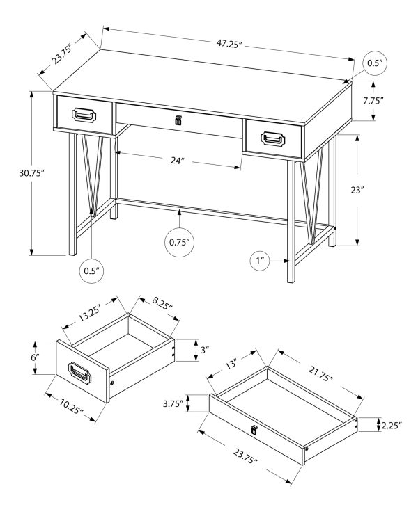 COMPUTER DESK - 48"L / TAUPE RECLAIMED WOOD / BLACK METAL