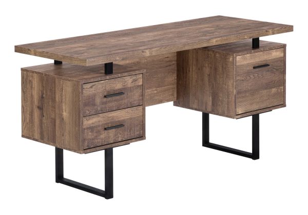 COMPUTER DESK - 60"L / BROWN RECLAIMED WOOD / BLACK METAL