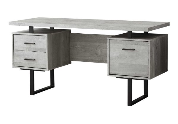 COMPUTER DESK - 60"L / GREY RECLAIMED WOOD / BLACK METAL