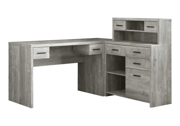 COMPUTER DESK - GREY RECLAIMED WOOD L/R FACING CORNER