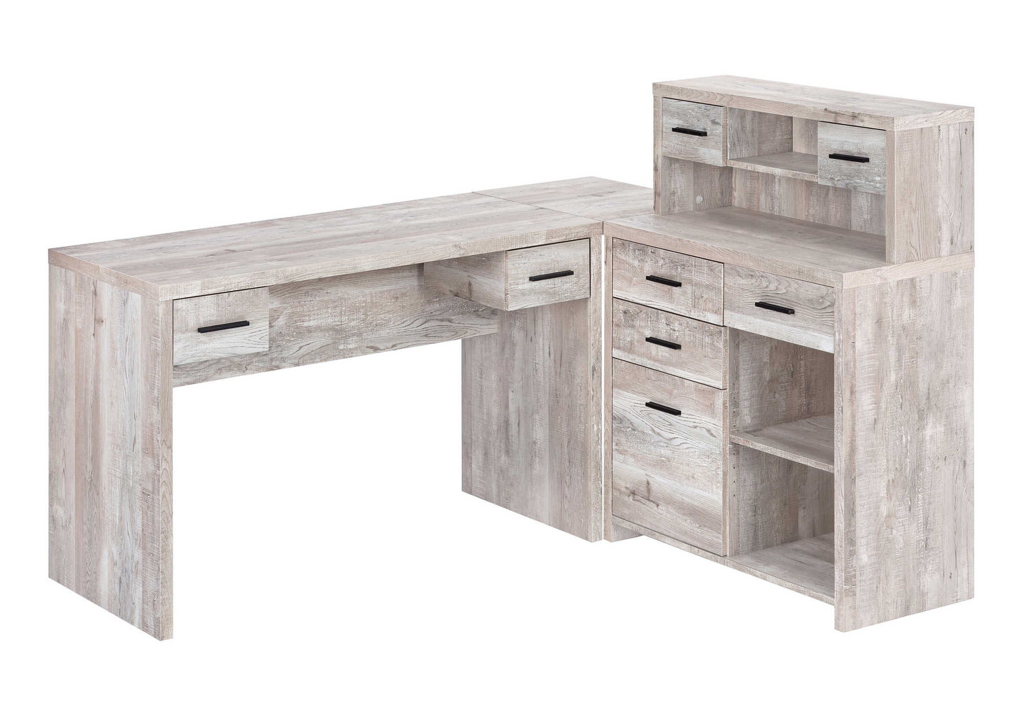 COMPUTER DESK - TAUPE RECLAIMED WOOD L/R FACING CORNER
