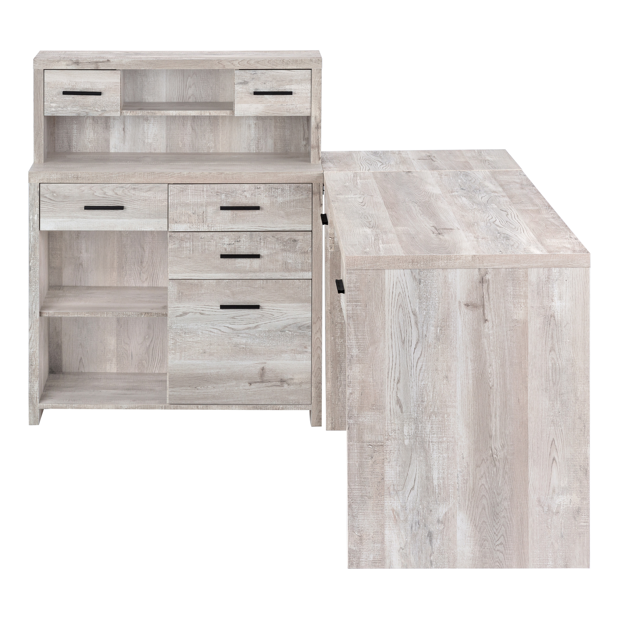 COMPUTER DESK - TAUPE RECLAIMED WOOD L/R FACING CORNER