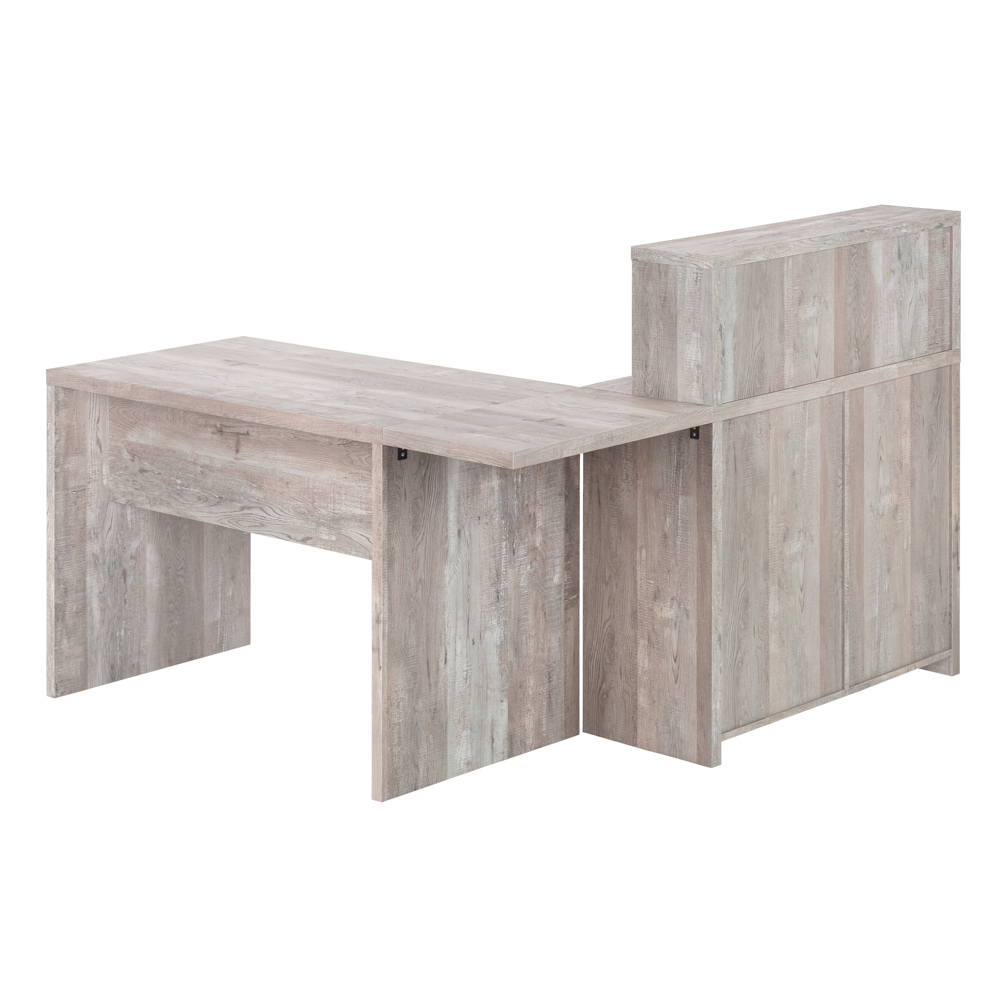 COMPUTER DESK - TAUPE RECLAIMED WOOD L/R FACING CORNER