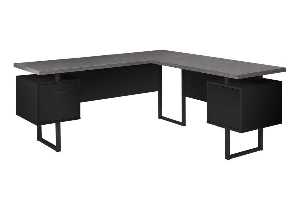 COMPUTER DESK - 70"L / BLACK / GREY TOP LEFT/RIGHT FACING