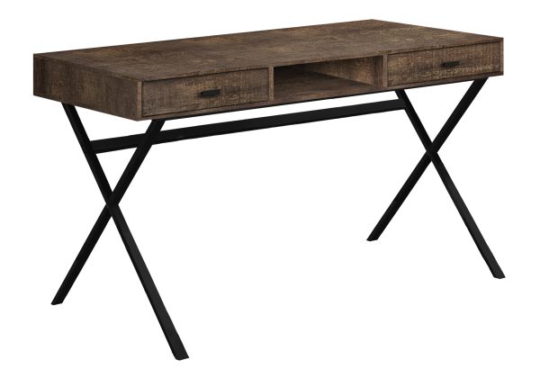 COMPUTER DESK - 48"L / BROWN RECLAIMED WOOD / BLACK METAL