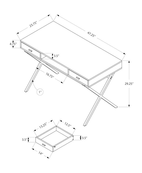 COMPUTER DESK - 48"L / BROWN RECLAIMED WOOD / BLACK METAL