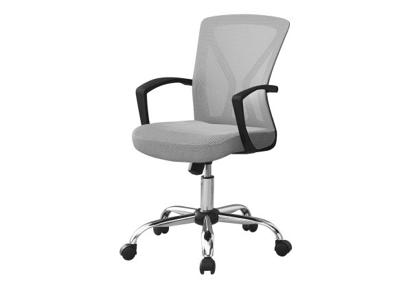OFFICE CHAIR - GREY / CHROME BASE ON CASTORS