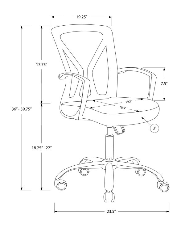 OFFICE CHAIR - GREY / CHROME BASE ON CASTORS