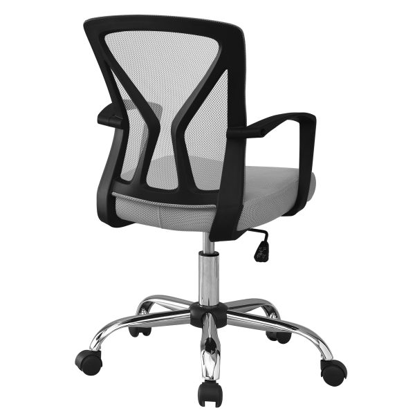 OFFICE CHAIR - GREY / CHROME BASE ON CASTORS