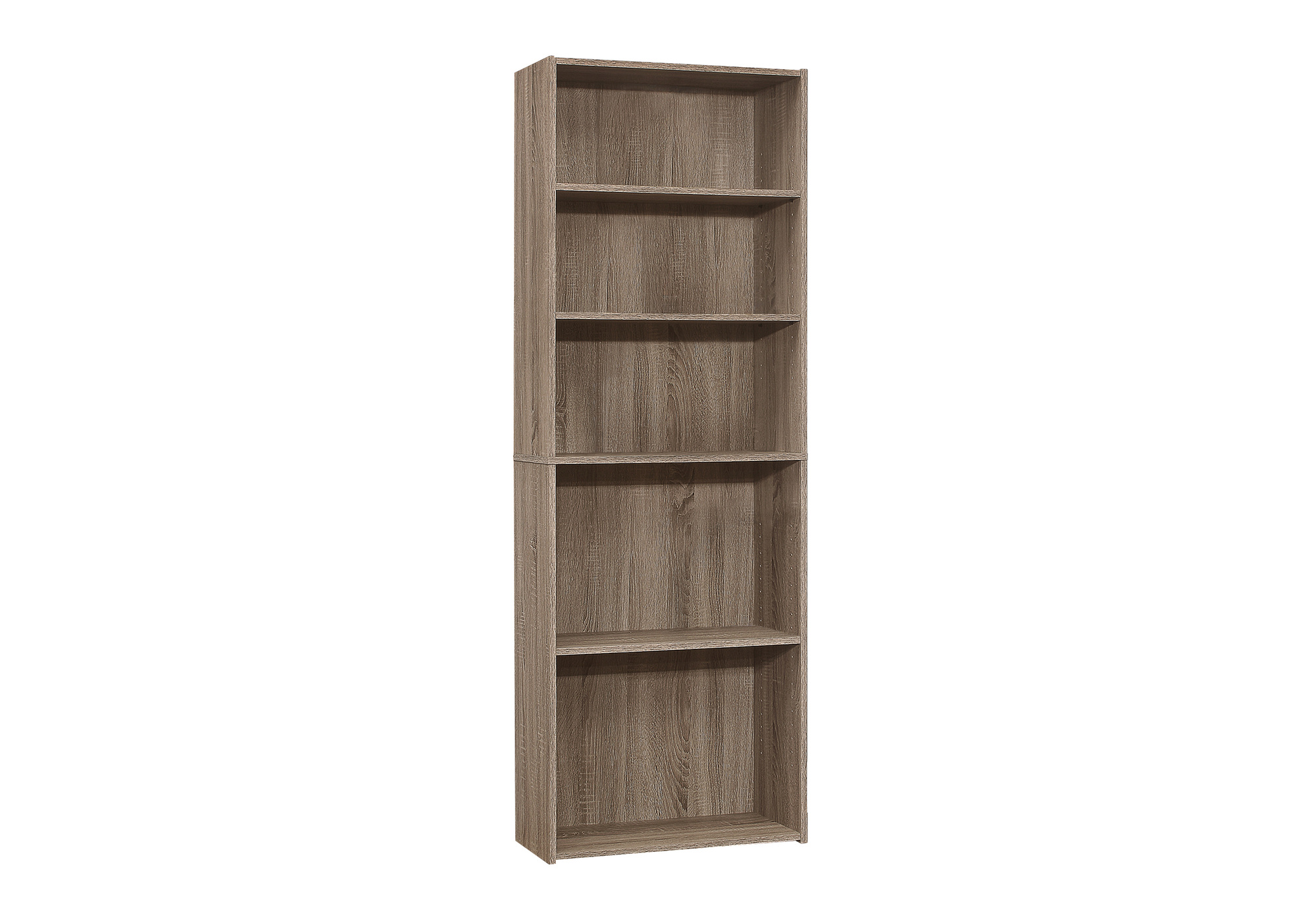 BOOKCASE - 72"H / DARK TAUPE WITH 5 SHELVES