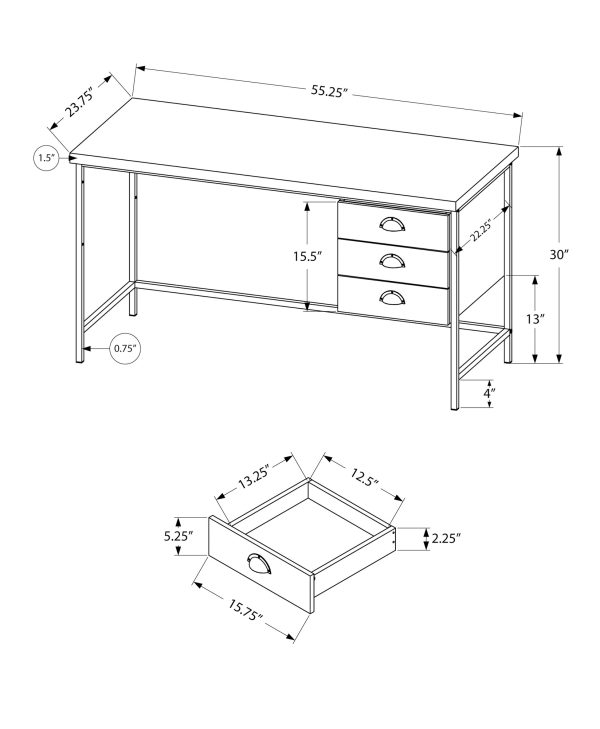 COMPUTER DESK - 55"L / BROWN RECLAIMED WOOD / BLACK METAL