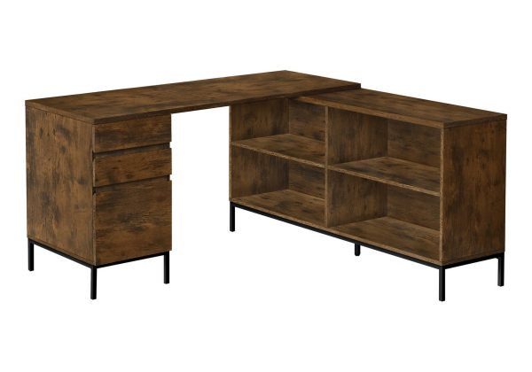 COMPUTER DESK - 60"L / RUSTIC BROWN L-SHAPED CORNER