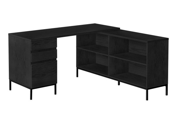 COMPUTER DESK - 60"L / BLACK OAK L-SHAPED CORNER