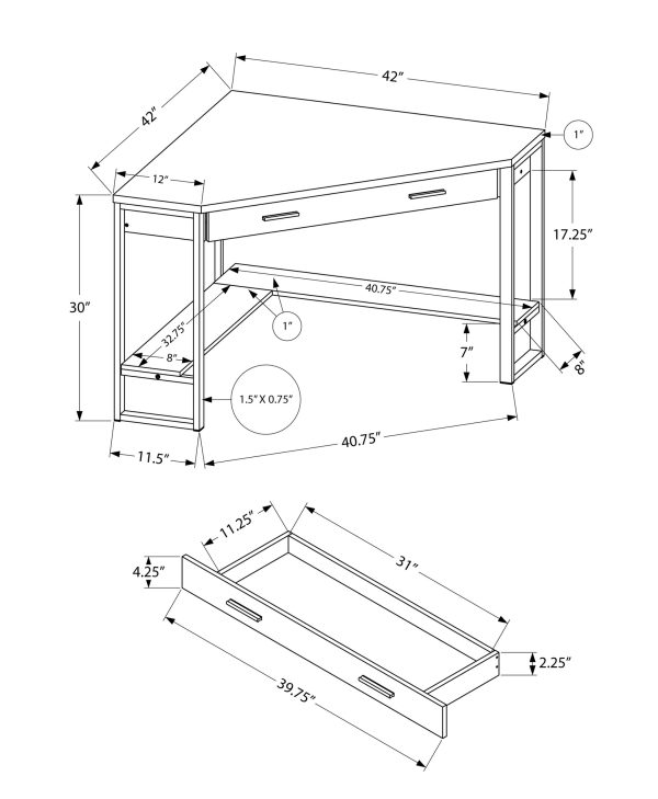 COMPUTER DESK - 42"L / BLACK RECLAIMED WOOD CORNER