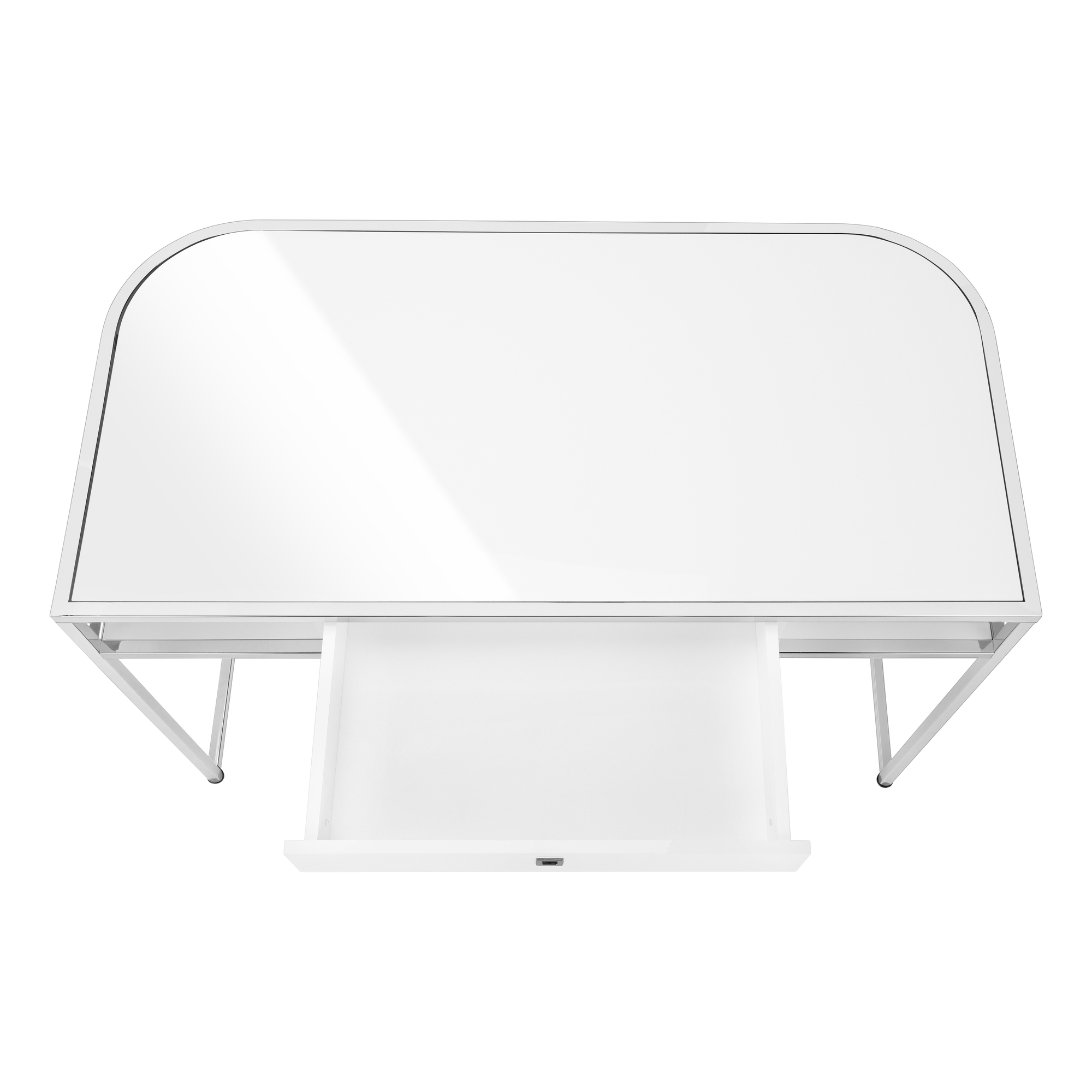 COMPUTER DESK - 48"L / GLOSSY WHITE / CHROME METAL