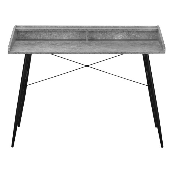 COMPUTER DESK - 48"L / GREY STONE-LOOK / BLACK METAL