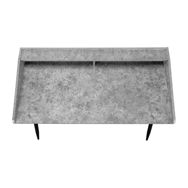 COMPUTER DESK - 48"L / GREY STONE-LOOK / BLACK METAL