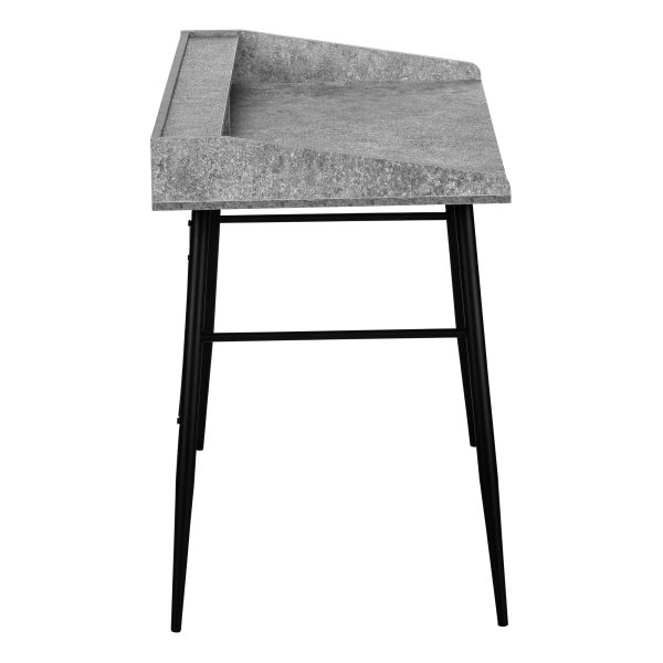 COMPUTER DESK - 48"L / GREY STONE-LOOK / BLACK METAL