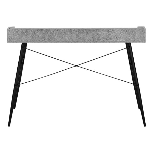 COMPUTER DESK - 48"L / GREY STONE-LOOK / BLACK METAL