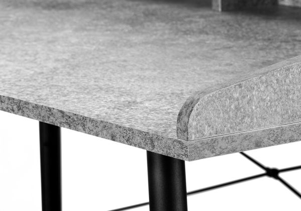 COMPUTER DESK - 48"L / GREY STONE-LOOK / BLACK METAL