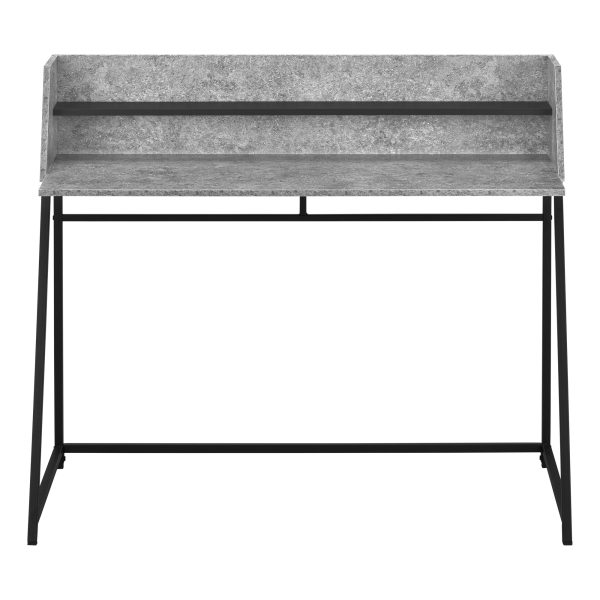 COMPUTER DESK - 48"L / GREY STONE-LOOK / BLACK METAL