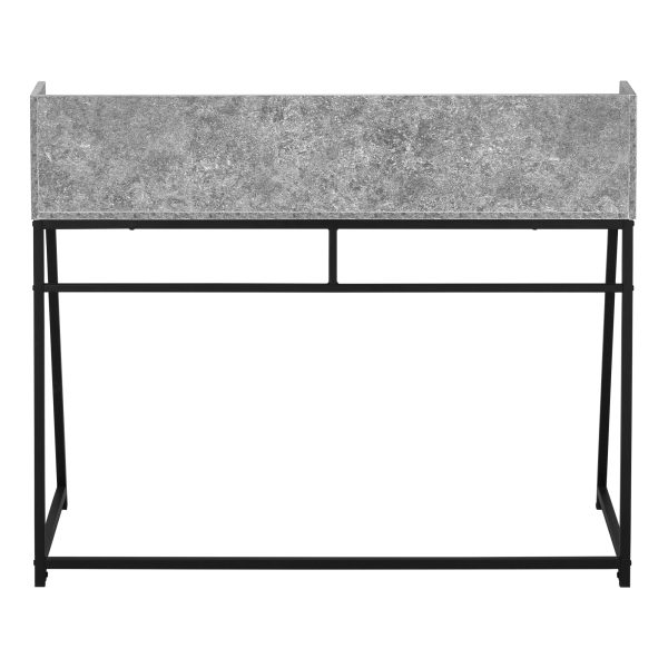 COMPUTER DESK - 48"L / GREY STONE-LOOK / BLACK METAL