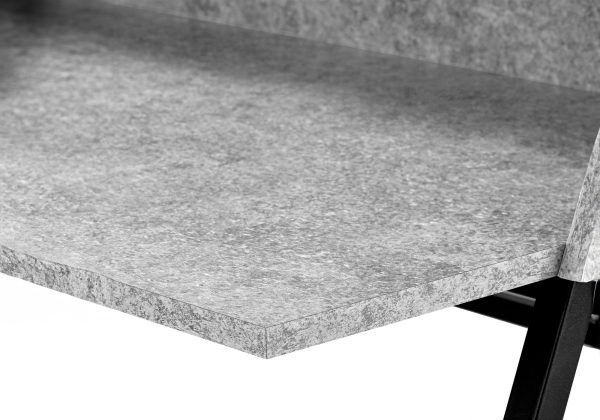 COMPUTER DESK - 48"L / GREY STONE-LOOK / BLACK METAL