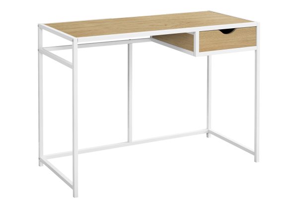 COMPUTER DESK - 42"L / NATURAL / WHITE METAL