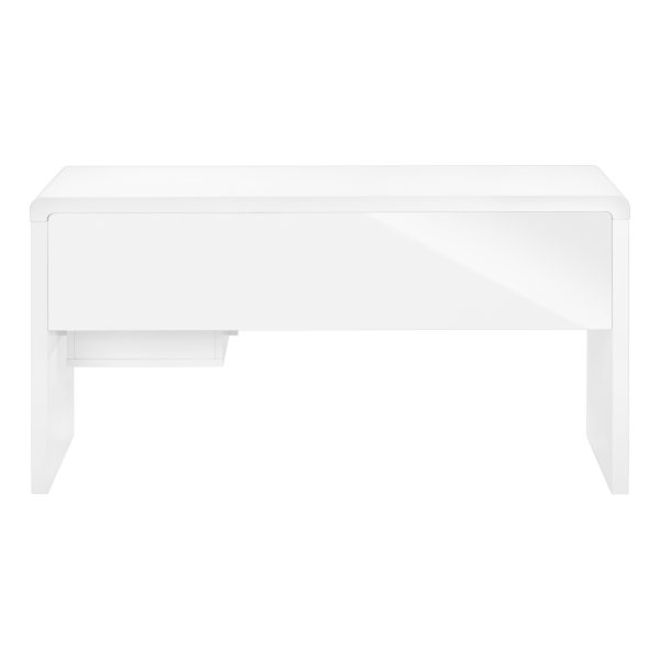 COMPUTER DESK - 60"L / HIGH GLOSSY WHITE L/R FACE DRAWER