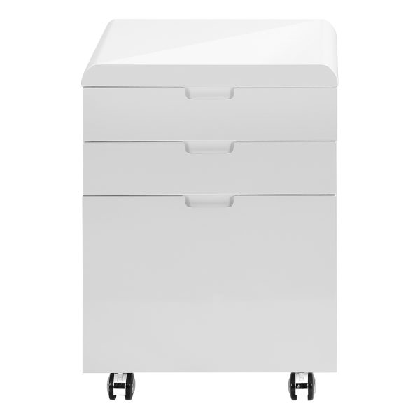 FILING CABINET - 3 DRAWER / HIGH GLOSSY WHITE / CASTORS