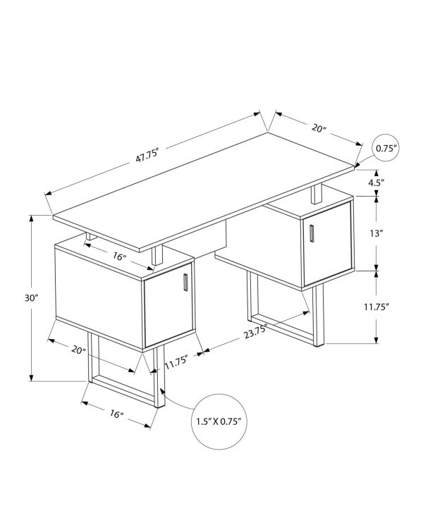 COMPUTER DESK - 48"L / BLACK OAK / BLACK METAL