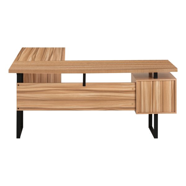 COMPUTER DESK - 70"L / RECLAIMED WOOD / BLACK METAL / L/R